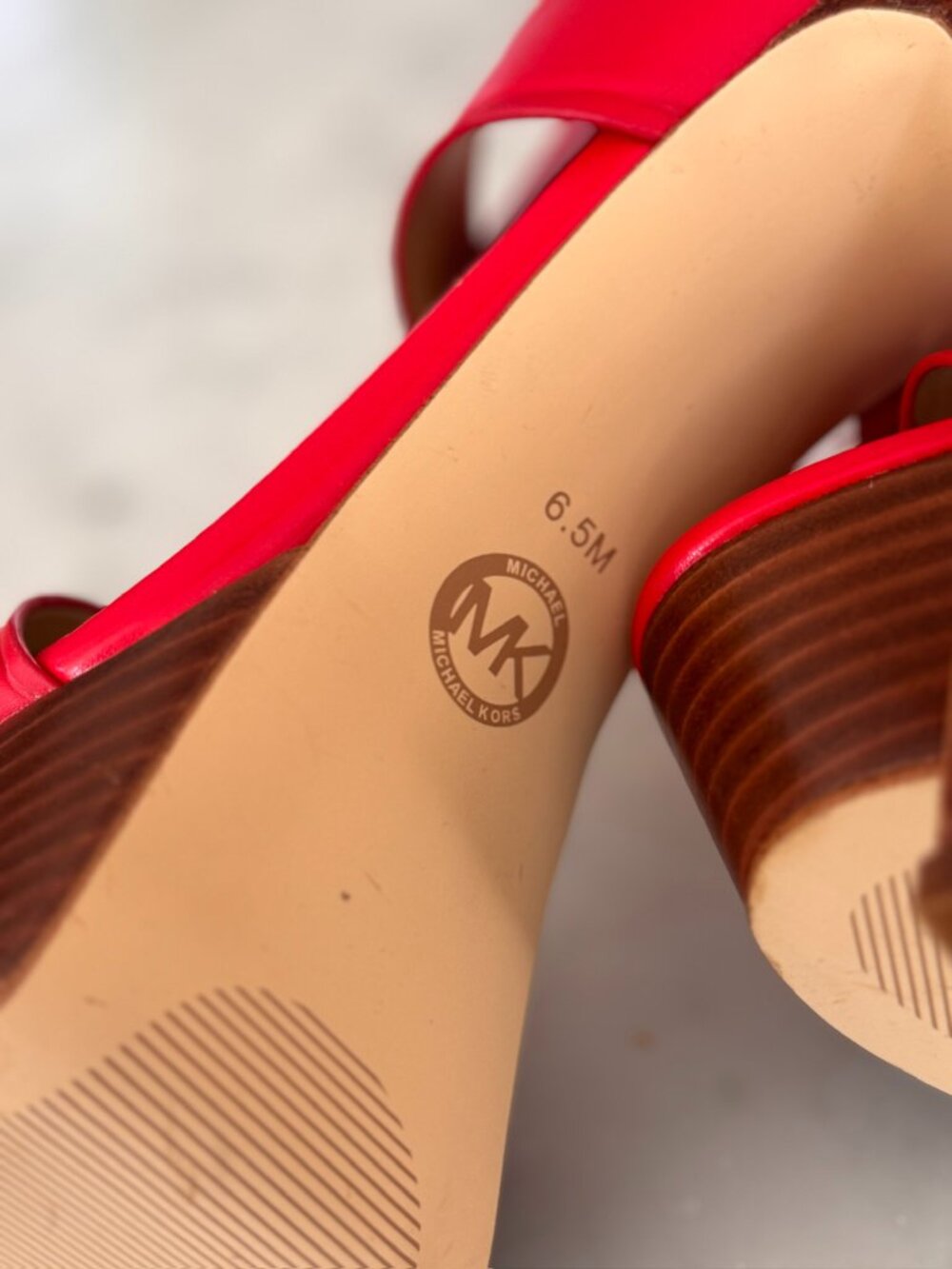 Michael Kors Berkley Leather Red Platform Sandal - Size 6.5 - Picture 5 of 6